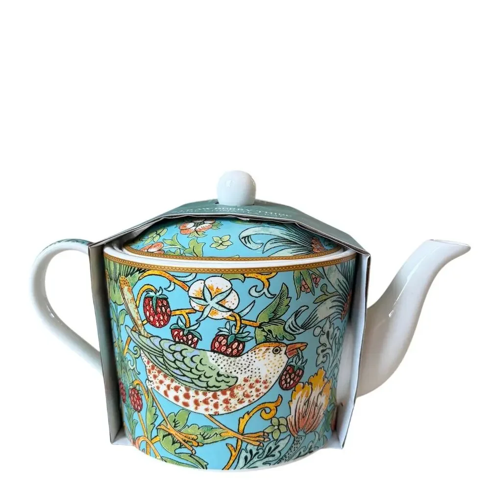 William Morris Strawberry Thief Fine Porcelain Teapot NEW